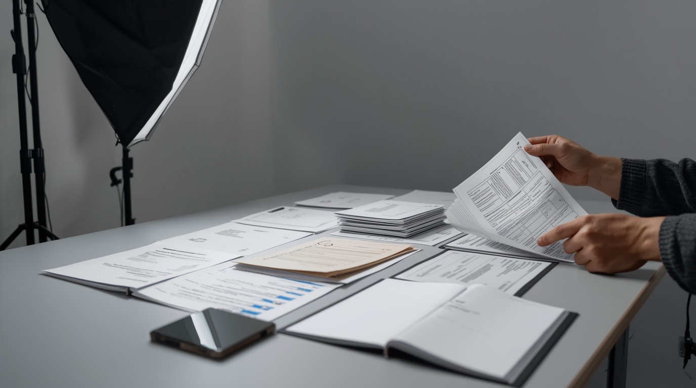 Professional document photography setup